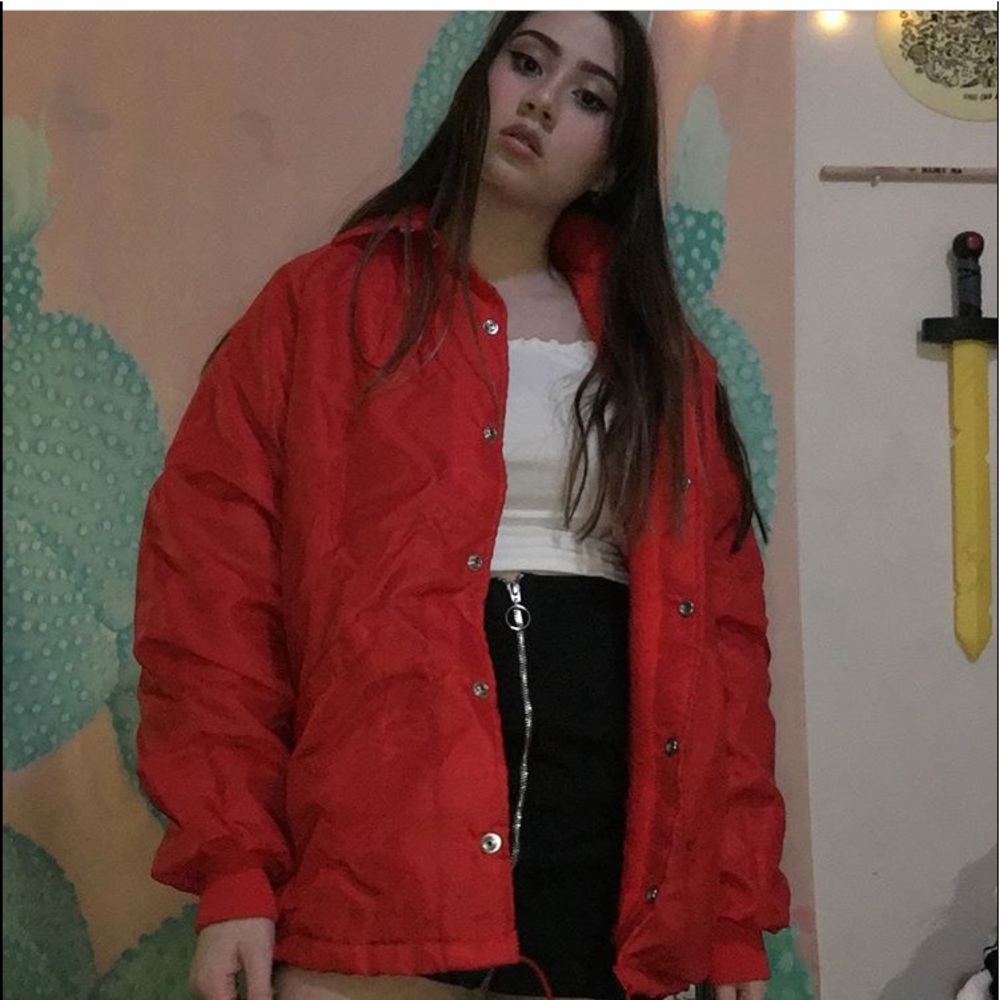 Vintage swingsters red jacket with fur insides